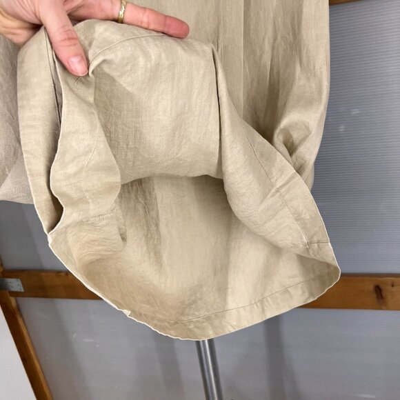 Eileen Fischer Tan 100% Linen A-Line Faux Wrap Midi Skirt Sz S - Picture 5 of 12